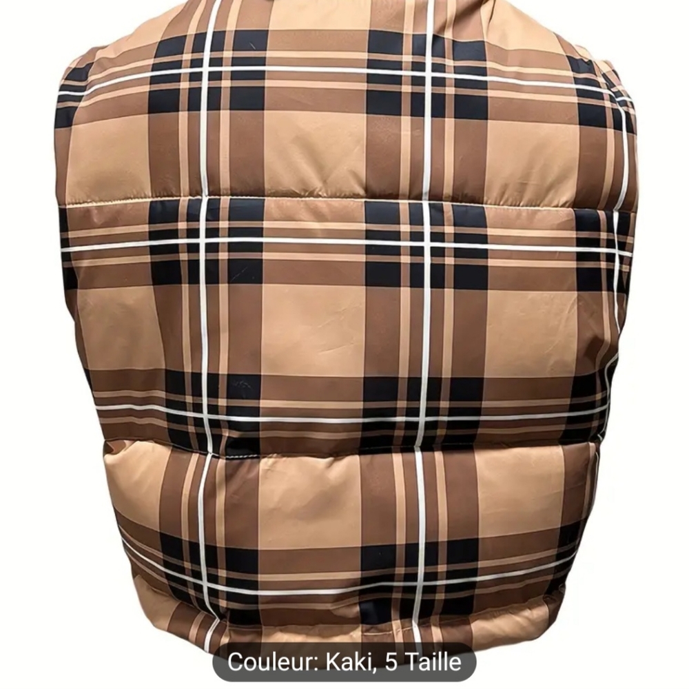 Plaid high neck vest